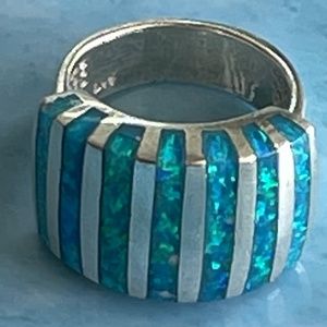 Silver Sterling and Opal Ring Size 8